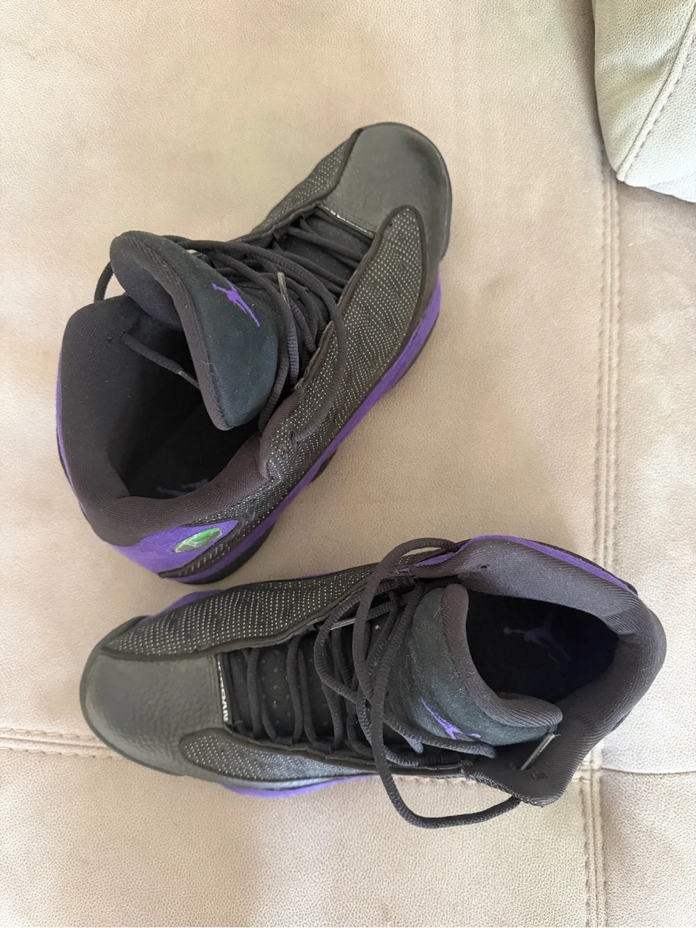 Air Jordan Black and Purple High-Top Sneakers